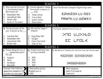 Hundred Years' War Reading Comprehension and Puzzle Escape Room - Middle Ages - Image 3