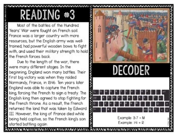 Hundred Years' War Reading Comprehension and Puzzle Escape Room - Middle Ages - Image 4