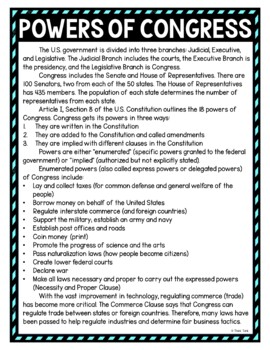 Powers of Congress DIGITAL Reading Passage & Questions Self Grading - Image 2
