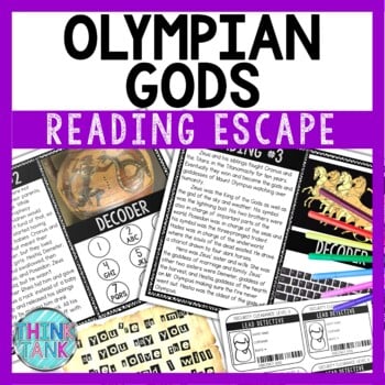 Olympian Gods Reading Comprehension and Puzzle Escape Room - Greek Mythology