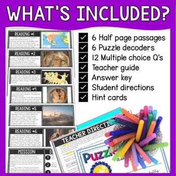 Olympian Gods Reading Comprehension and Puzzle Escape Room - Greek Mythology - Image 3