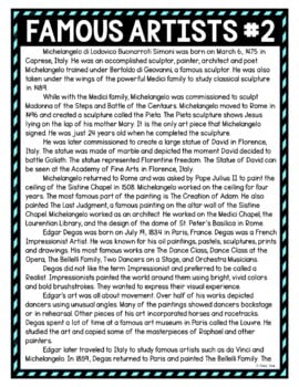Famous Artists #2 DIGITAL Reading Passage & Questions Self Grading - Image 2