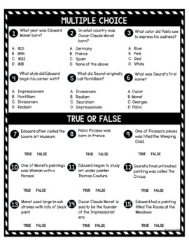 Famous Artists #3 DIGITAL Reading Passage & Questions Self Grading - Image 4