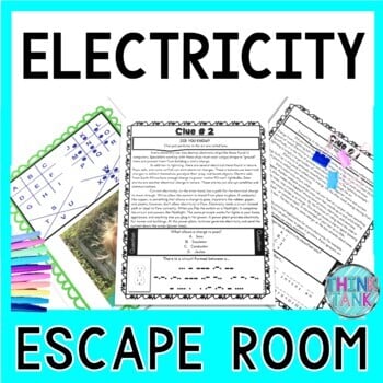 Electricity ESCAPE ROOM Activity - Puzzles and Reading Comprehension
