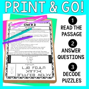 Electricity ESCAPE ROOM Activity - Puzzles and Reading Comprehension - Image 2