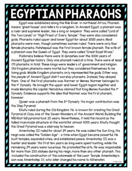 Egyptian Pharaohs DIGITAL Reading Passage & Questions Self Grading - Image 2