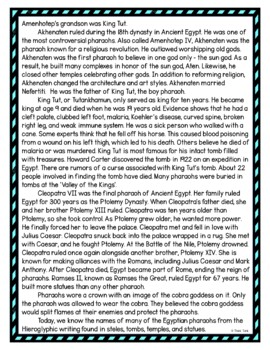 Egyptian Pharaohs DIGITAL Reading Passage & Questions Self Grading - Image 3