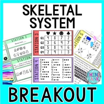 Skeletal System Breakout Activity - Task Cards Puzzle Challenge - Human Body