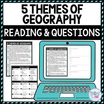 5 Themes of Geography DIGITAL Reading Passage & Questions Self Grading