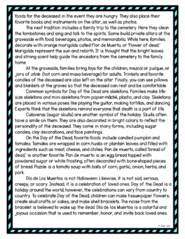 Day of the Dead DIGITAL Reading Passage & Questions Self Grading - Image 3