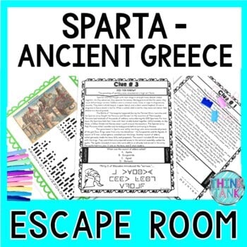 Sparta ESCAPE ROOM Activity - Ancient Greece
