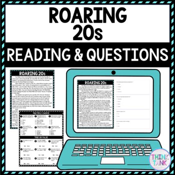 Roaring 20s DIGITAL Reading Passage & Questions Self Grading
