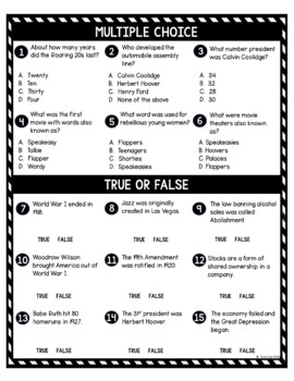 Roaring 20s DIGITAL Reading Passage & Questions Self Grading - Image 4