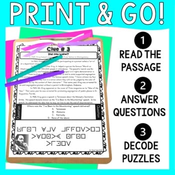 Martin Luther King Jr. PUZZLE STATIONS : Civil Rights, Black History or MLK Day - Image 2