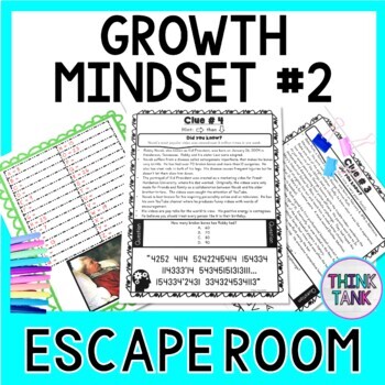 Growth Mindset #2 ESCAPE ROOM - Reading Comprehension - Back to School