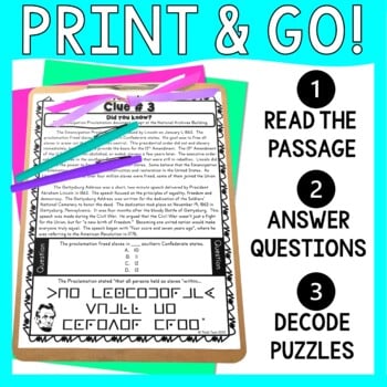 Abraham Lincoln PUZZLE STATIONS:  Civil War, Gettysburg Address, President's Day - Image 4