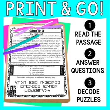 Boston Tea Party ESCAPE ROOM:  Causes of the Revolutionary War - Print & go! - Image 3