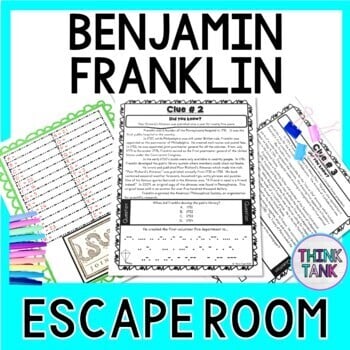 Benjamin Franklin ESCAPE ROOM: Founding Father and Inventor - Print & go!