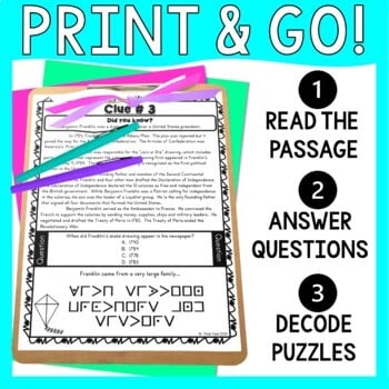 Benjamin Franklin ESCAPE ROOM: Founding Father and Inventor - Print & go! - Image 2