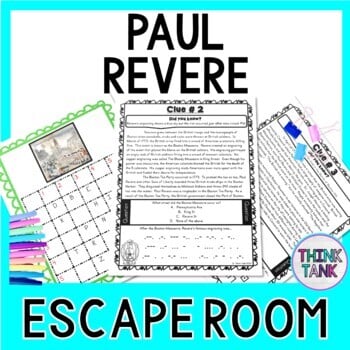 Paul Revere ESCAPE ROOM: American Revolution, Boston Tea Party, Print & Go!
