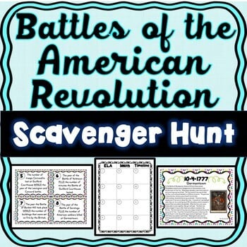 Revolutionary War Battles Scavenger Hunt - Task Cards - Reading Comprehension