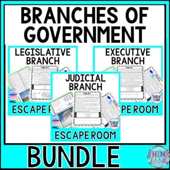 Branches of Government Escape Rooms BUNDLE - Reading Comprehension - Civics
