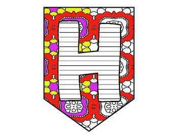 Letter Pennants - Doodle - Coloring - Displays - Image 4