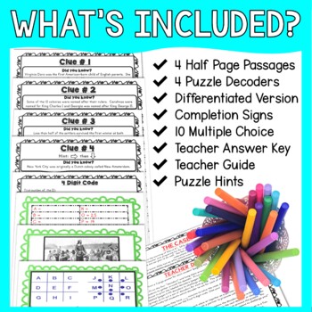 13 Colonies ESCAPE ROOM: Reading Comprehension - Print & Go! - Image 2