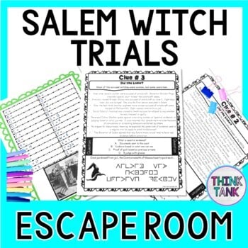 Salem Witch Trials ESCAPE ROOM - Reading Comprehension - 13 Colonies
