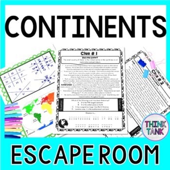 Continents ESCAPE ROOM - World Geography - Reading Comprehension