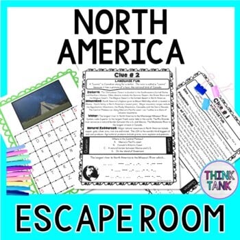 North America ESCAPE ROOM! Continents and World Geography - NO PREP, PRINT & GO!