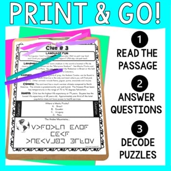 South America ESCAPE ROOM! Continents and Geography - NO PREP, PRINT & GO! - Image 3