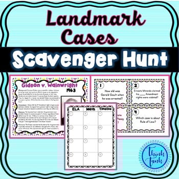 Landmark Supreme Court Cases Scavenger Hunt - Reading Comprehension