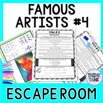 Famous Artists ESCAPE ROOM #4: Raphael, Turner, O'Keeffe, Rembrandt- Print & Go!