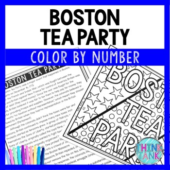Boston Tea Party Color by Number, Reading Passage and Text Marking