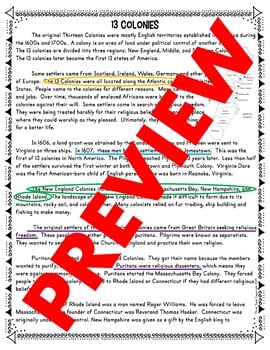 13 Colonies Color by Number, Reading Passage and Text Marking - Image 3