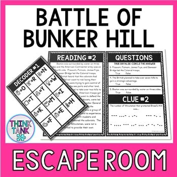 Battle of Bunker Hill Escape Room Activity