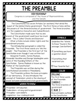 U.S. Constitution Reading Passages, Questions and Text Marking + Word Search - Image 4