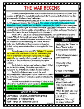 French and Indian War Reading Passages, Questions and Text Marking + Word Search - Image 4