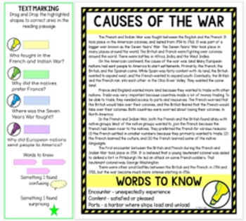 French and Indian War DIGITAL Reading Passages & Text Marking for Google Slides™ - Image 2