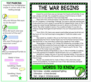 French and Indian War DIGITAL Reading Passages & Text Marking for Google Slides™ - Image 4