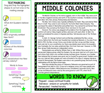 13 Colonies DIGITAL Reading Passages & Text Marking for Google Slides™ - Image 2