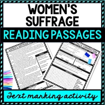 Women's Suffrage Reading Passages, Questions and Text Marking + Word Search