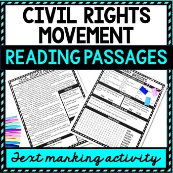 Civil Rights Reading Passages, Questions and Text Marking + Word Search