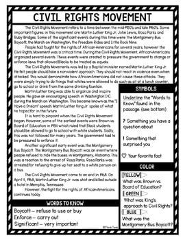 Civil Rights Reading Passages, Questions and Text Marking + Word Search - Image 2
