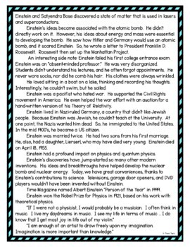 Albert Einstein DIGITAL Reading Passage and Questions - Self Grading - Image 4