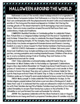 Halloween Around the World DIGITAL Reading Passage & Questions - Self Grading - Image 2