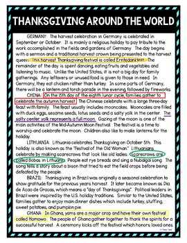 Thanksgiving Around the World Color by Number, Reading Passage and Text Marking - Image 2
