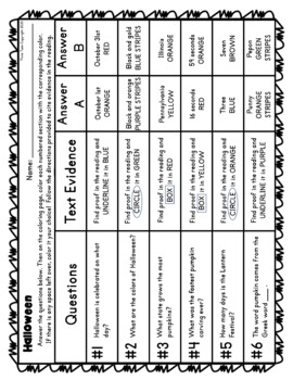 Halloween Color by Number, Reading Passage and Text Marking - Image 4