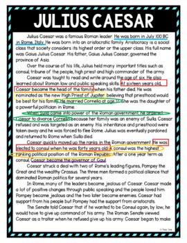 Julius Caesar Color by Number, Reading Passage and Text Marking - Image 4